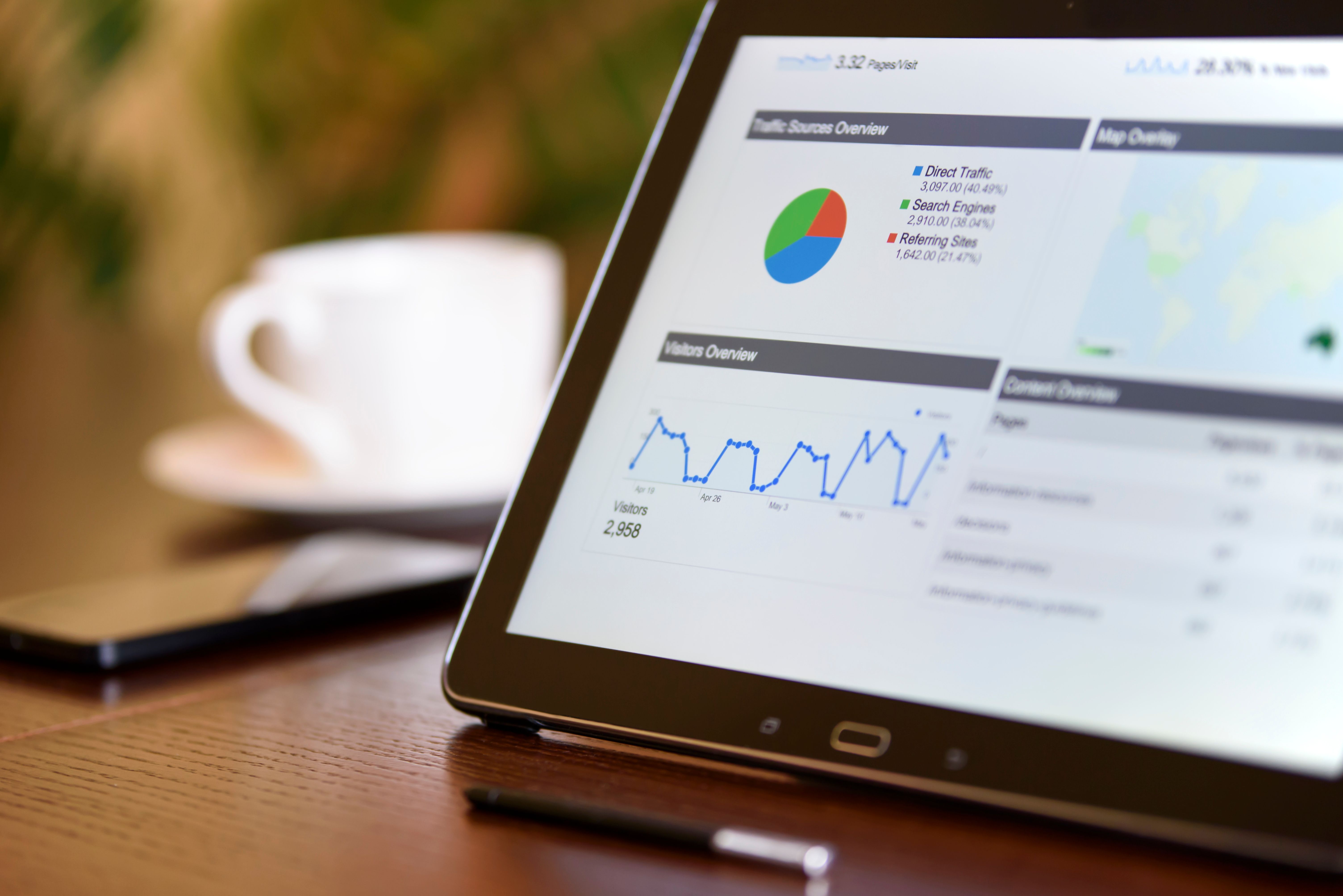Analytics data on a tablet